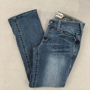 Ariat Real Denim Womens Straight Leg Jeans Blue Medium Wash Stretch Size 31